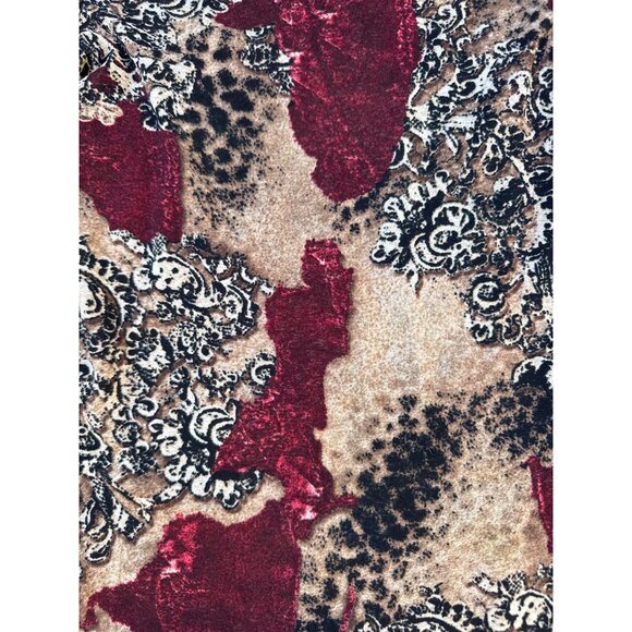 Karen Kane Womens S Velvet & Paisley Long Sleeve Top In Red & Beige - Picture 4 of 8